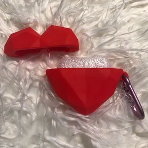 Red heart air pod pro case with purple hook